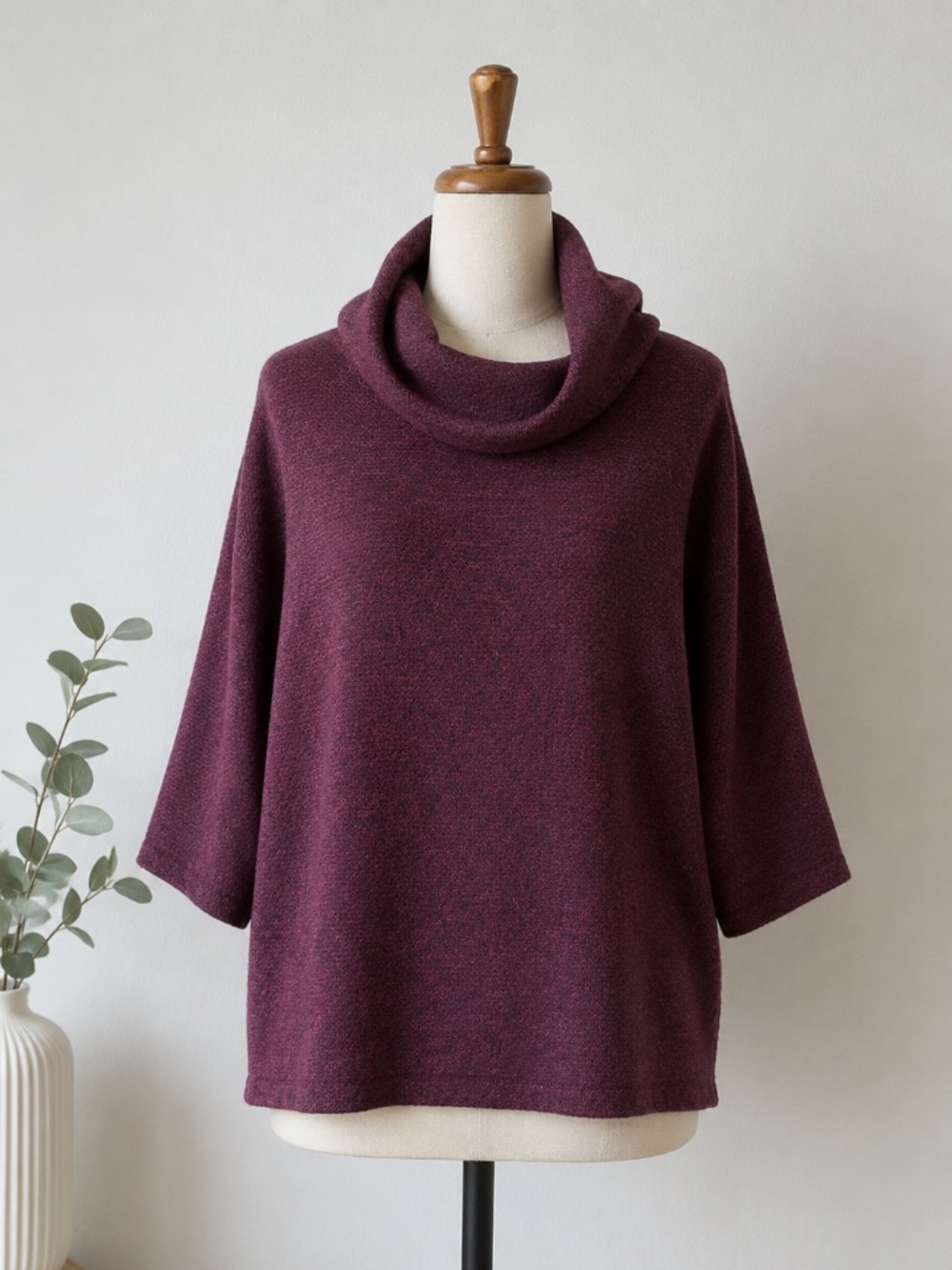 J.Jill Pure Jill 100% cashmere Turtleneck Sweater Womens Sz L Burgundy Cozy